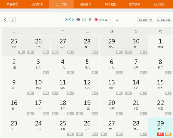 日历总览