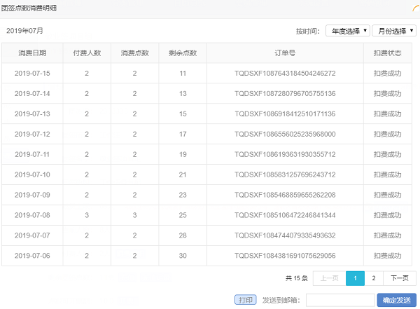 团队便签点数消费明细