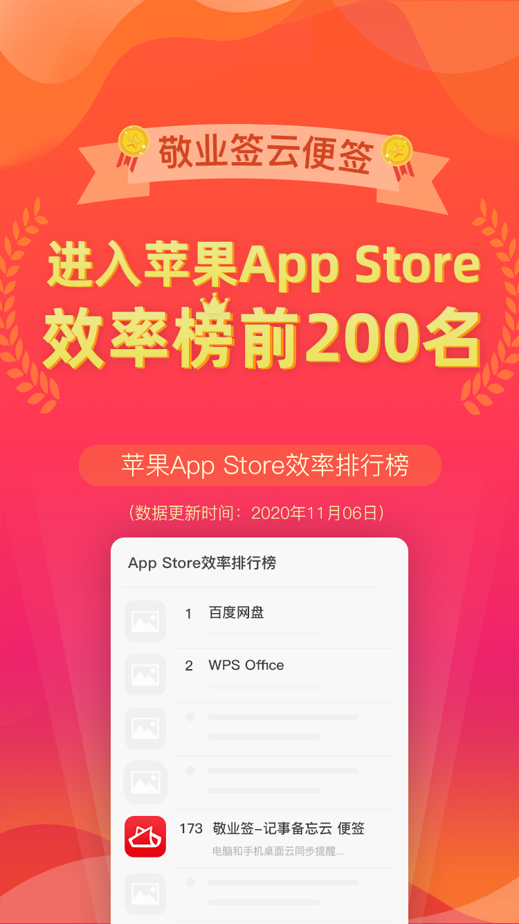 敬业签苹果App Store效率排行榜排名