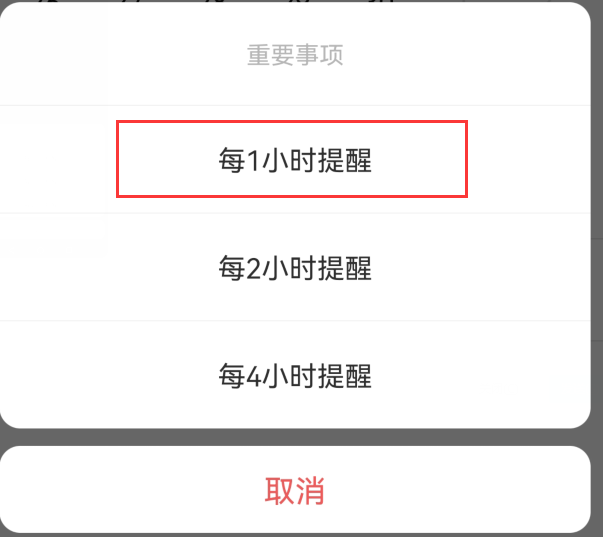 每小时提醒选项
